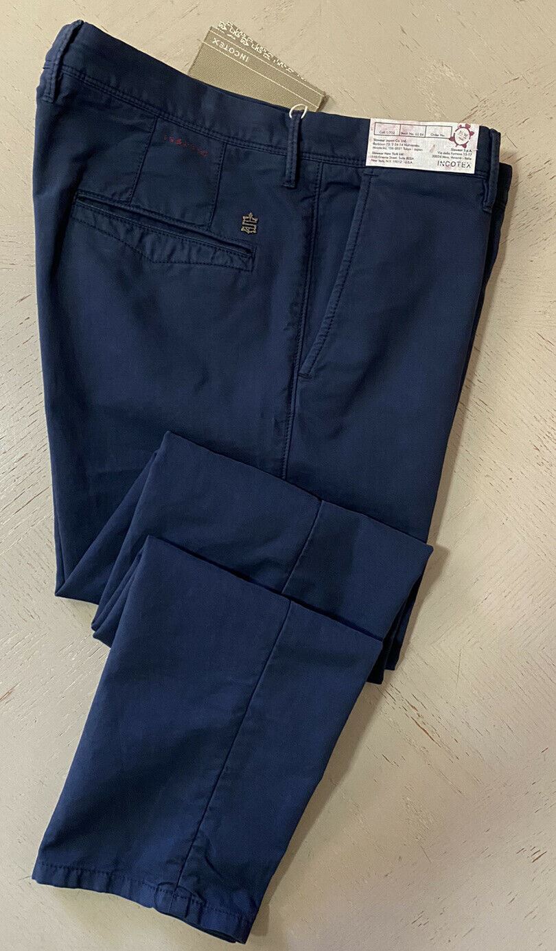 Мужские брюки узкого кроя NWT S395 Incotex ярко-синие 40 США (56 ЕС)