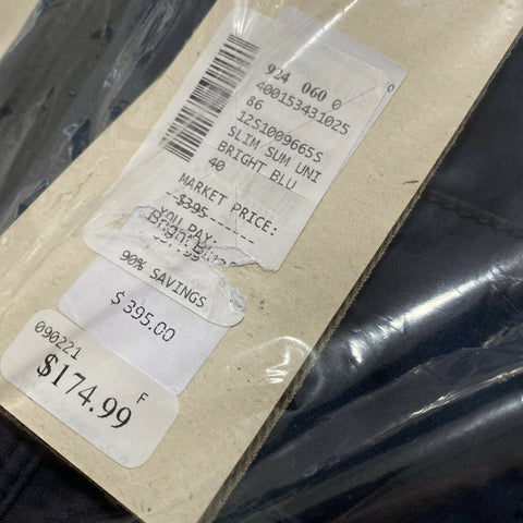 NWT S395 Incotex Mens Slim Fit Pants Bright Blue 40 US ( 56 Eu )