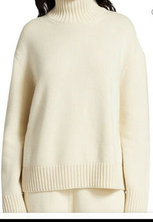 Neu $1950 Loro Piana Damen Dolce Vita Rollkragen-Kaschmirpullover Creme S Italien