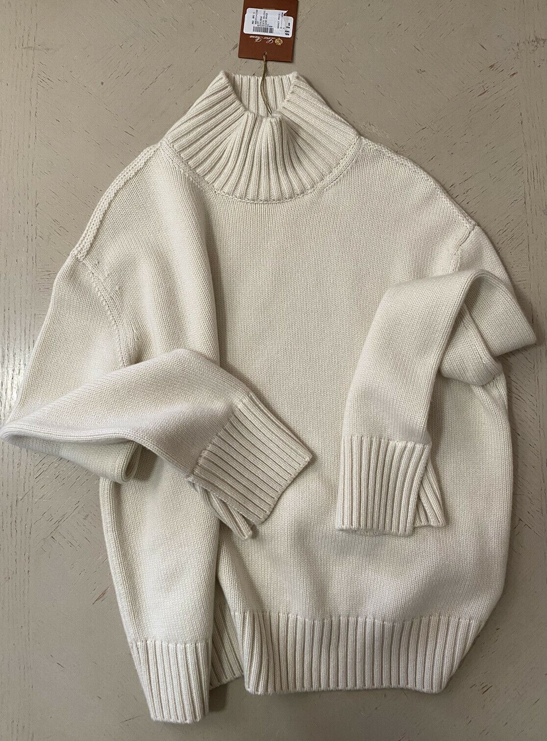 New $1950 Loro Piana Women Dolce Vita Turtleneck Cashmere Sweater Cream S Italy