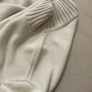 Neu $1950 Loro Piana Damen Dolce Vita Rollkragen-Kaschmirpullover Creme S Italien