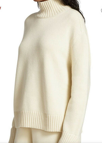 New $1950 Loro Piana Women Dolce Vita Turtleneck Cashmere Sweater Cream S Italy