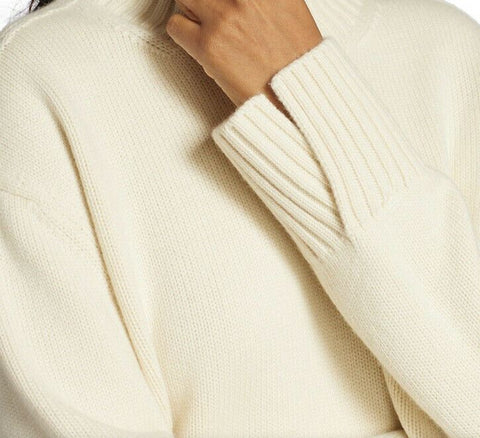 New $1950 Loro Piana Women Dolce Vita Turtleneck Cashmere Sweater Cream S Italy