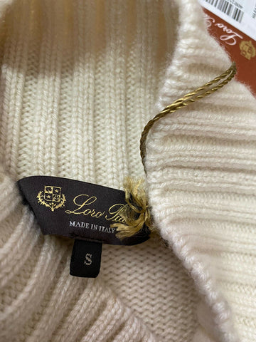 New $1950 Loro Piana Women Dolce Vita Turtleneck Cashmere Sweater Cream S Italy