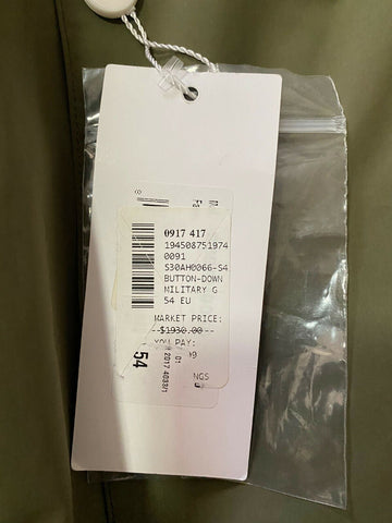 New $1930 Maison Margiela Men’s Trench Coat Coat Green 44R US ( 54R Eu ) Italy