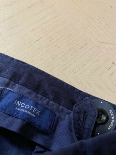 Neu mit Etikett S325 Incotex Herren-Hose aus Leinen/Baumwolle, Marineblau, 40 US (56 Eu)