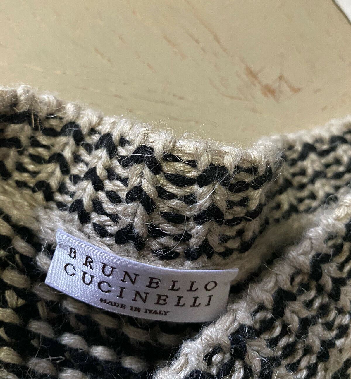 New $1995 Brunello Cucinelli Women Pailette Stripe Sweater Black/Gray L