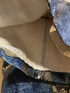 New $2998 Lafayette 148 New York Women Snake Leather Pants Blue/Multicolor 16 US