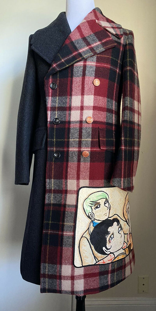 New $6200 Gucci Men Wool Oversized Coat Overcoat Cray/Multicolor 38 US Italy