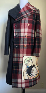 New $6200 Gucci Men Wool Oversized Coat Overcoat Cray/Multicolor 38 US Italy
