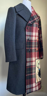 New $6200 Gucci Men Wool Oversized Coat Overcoat Cray/Multicolor 38 US Italy