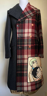 New $6200 Gucci Men Wool Oversized Coat Overcoat Cray/Multicolor 38 US Italy