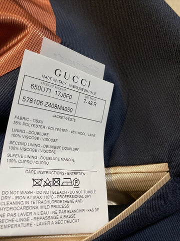 NWT $3200 Мужская спортивная куртка Gucci Блейзер Синий 38R США (48R ЕС) Италия