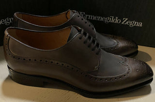 Neue 1495 $ Ermenegildo Zegna Couture Oxford-Lederschuhe Braun 10 US Italien