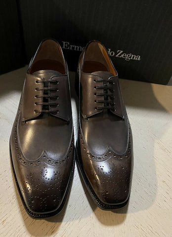 New $1495 Ermenegildo Zegna Couture Oxford Leather Shoes Brown 10.5 US Italy