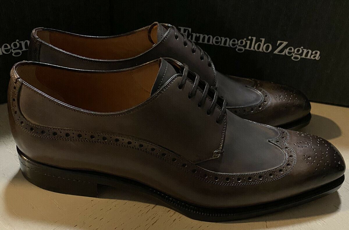 New $1495 Ermenegildo Zegna Couture Oxford Leather Shoes Brown 10.5 US Italy