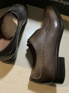 Neu $ 1495 Ermenegildo Zegna Couture Oxford-Lederschuhe Braun 10,5 US Italien