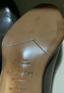 Neu $ 1495 Ermenegildo Zegna Couture Oxford-Lederschuhe Braun 10,5 US Italien