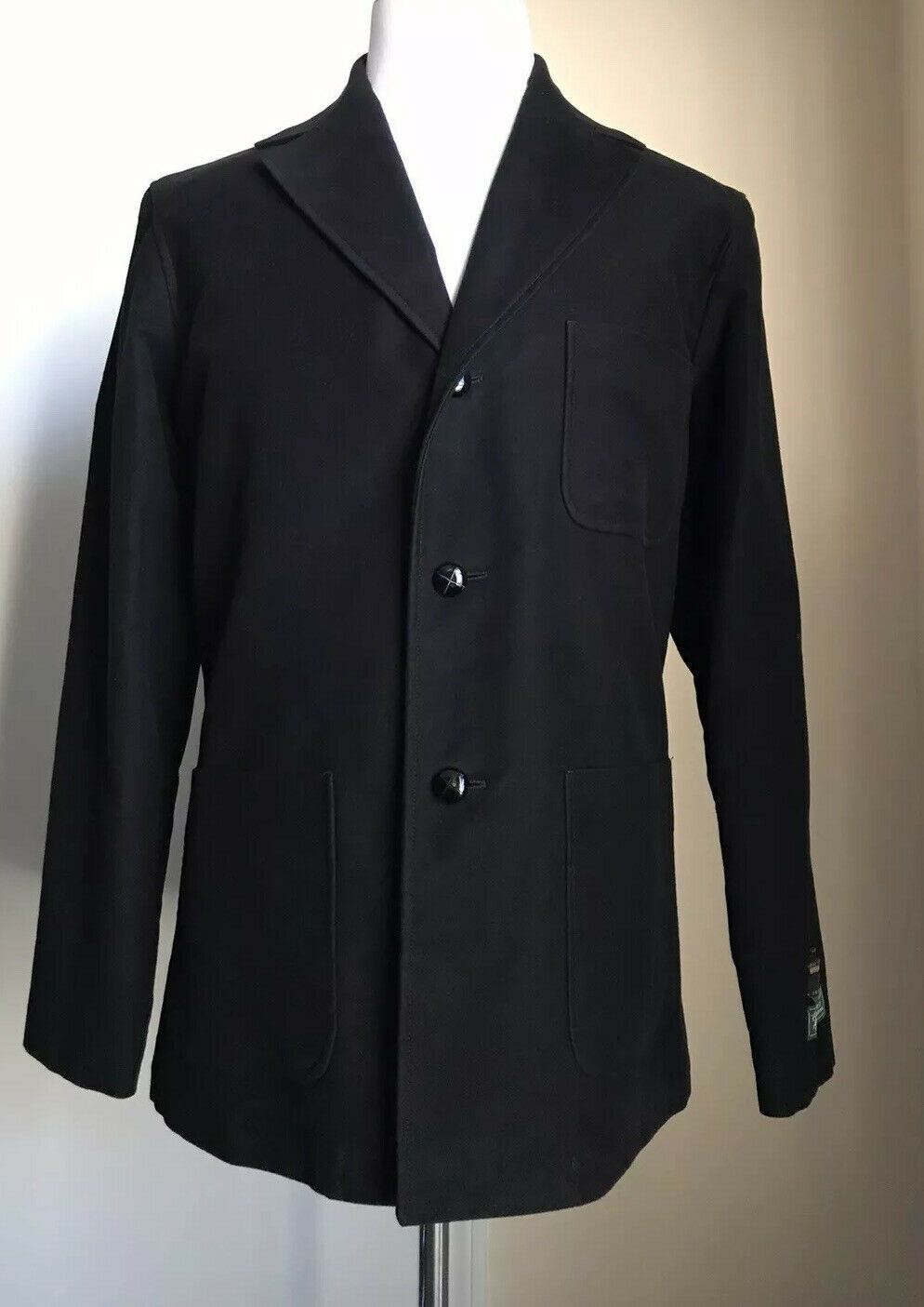 Новое мужское пальто Gucci из хлопка и кожи с молескином за 2400 долларов, черный 36 США (46 ЕС)