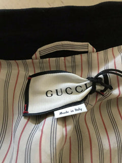 Neu $2400 Gucci Herren Baumwoll-Moleskin mit Ledermanteljacke Schwarz 36 US (46 Eu)