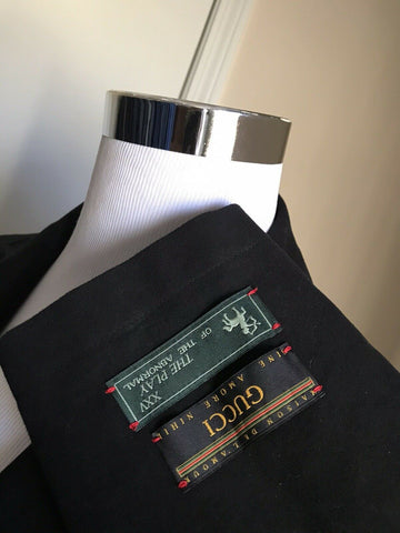 New $2400 Gucci Men Cotton Moleskin W/Leath Coat Jacket Black 42 US ( 52 Eu )