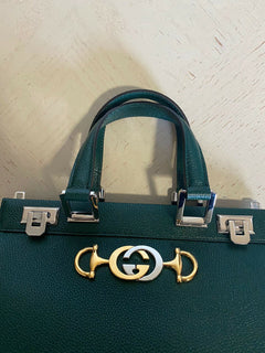 Neue 3400 $ Gucci Kleine Leder-Zumi-Tragetasche mit Henkel, Grün 569712