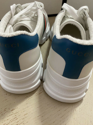 Neue Gucci Herren-Sneakers aus Leder, Weiß, 9 US (8 UK) 624701
