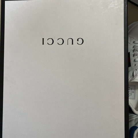 Neue Gucci Herren-Sneakers aus Leder, Weiß, 9 US (8 UK) 624701