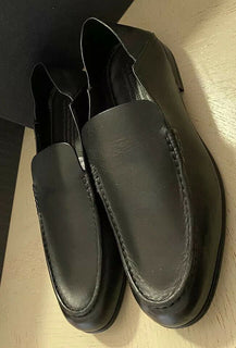 Neue 750 $ Ermenegildo Zegna Iconic Mokassin-Leder-Loafer-Schuhe Schwarz 10,5 US