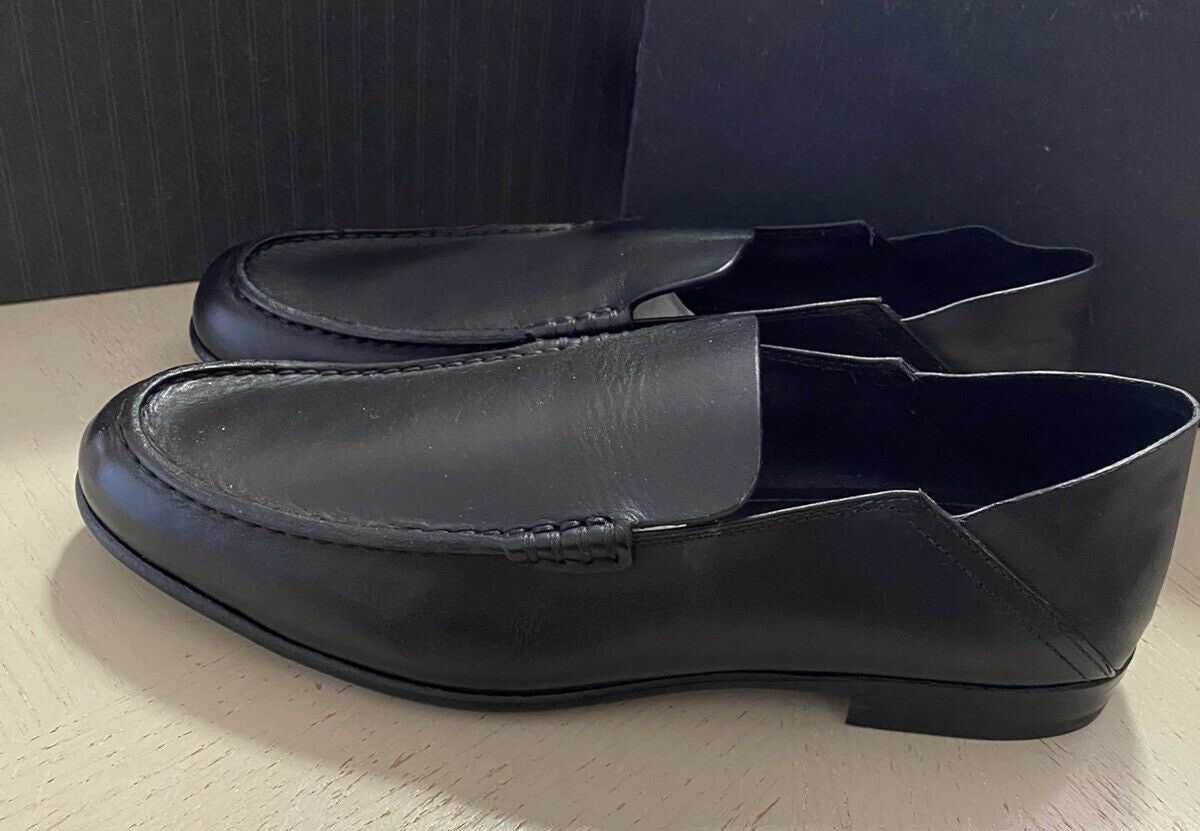 New $750 Ermenegildo Zegna Iconic Moccasin Leather Loafers Shoes Black 10.5 US