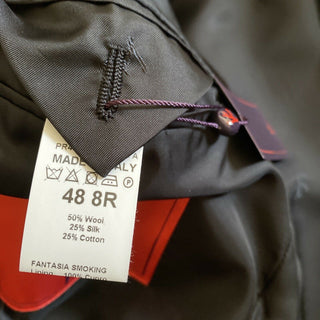 Neu mit Etikett: 4.150 $ Isaia Smoking-Sportjacke mit Blumenmuster aus Jacquard, Schwarz/Rot, 38R US/48R Eu