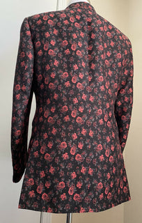 Neu mit Etikett: 4.150 $ Isaia Smoking-Sportjacke mit Blumenmuster aus Jacquard, Schwarz/Rot, 38R US/48R Eu