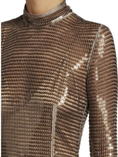 Neues Burberry Seguin-Cocktailkleid mit verziertem Mesh im Wert von 6.500 US-Dollar, Bronze, 6 US/40, Italien
