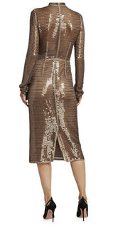 Neues Burberry Seguin-Cocktailkleid mit verziertem Mesh im Wert von 6.500 US-Dollar, Bronze, 6 US/40, Italien