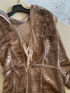 Neues Burberry Seguin-Cocktailkleid mit verziertem Mesh im Wert von 6.500 US-Dollar, Bronze, 6 US/40, Italien