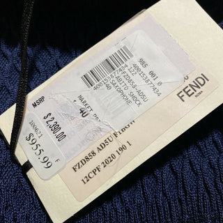 Neues Fendi-Rollkragenkleid aus gesmoktem Seidenkrepp im Wert von 2390 US-Dollar, Marineblau, 4 US/40, Italien