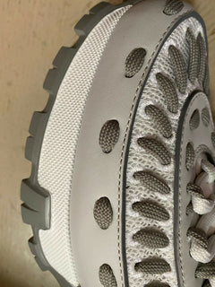 Neu $795 Ermenegildo Zegna Couture Leder-Sneakers Schuhe Weiß/Grau 9,5 US Ita