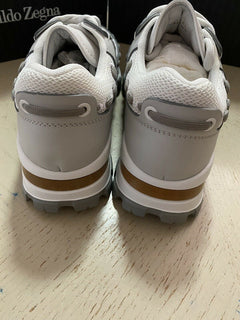 Neu $795 Ermenegildo Zegna Couture Leder-Sneakers Schuhe Weiß/Grau 9,5 US Ita