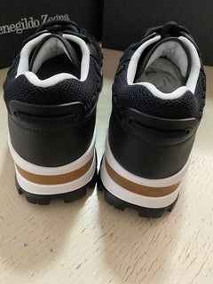 Neue 795 $ Ermenegildo Zegna Couture Leder-Sneakers Schuhe Schwarz 10 US Italien