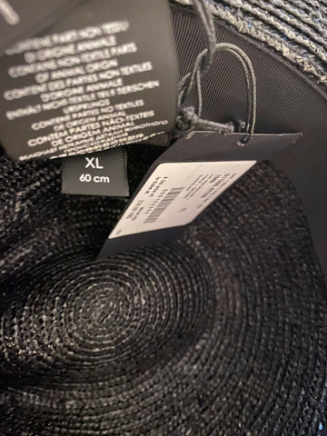 NWT $895 Saint Laurent Men’s Straw  Hat Black/Silver XL