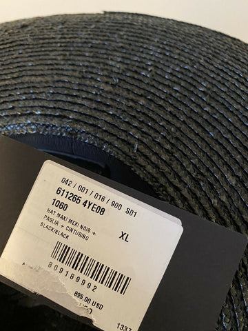 NWT $895 Saint Laurent Men’s Straw  Hat Black/Silver XL
