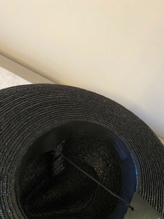 Neu mit Etikett: 1095 $ Saint Laurent Herren Strohhut Schwarz/Silber L Italien