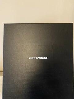 NWT $850 Saint Laurent Men’s Straw Fedora Hat Black/Silver XL Italy