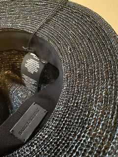 NWT $850 Saint Laurent Men’s Straw Fedora Hat Black/Silver XL Italy
