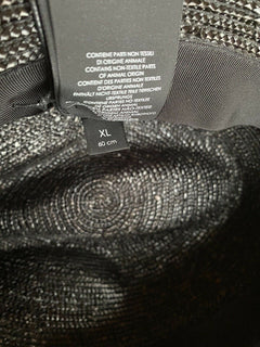 NWT $850 Saint Laurent Men’s Straw Fedora Hat Black/Silver XL Italy