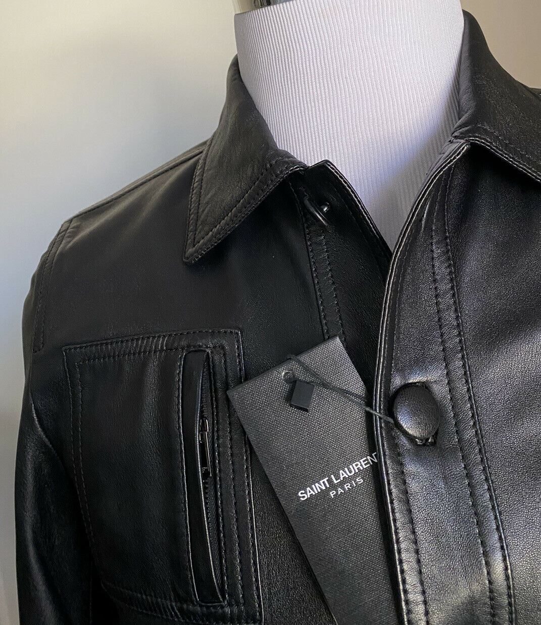 Новая мужская кожаная куртка Saint Laurent, пальто, черное, 36 США/46 ЕС, Италия, $4990