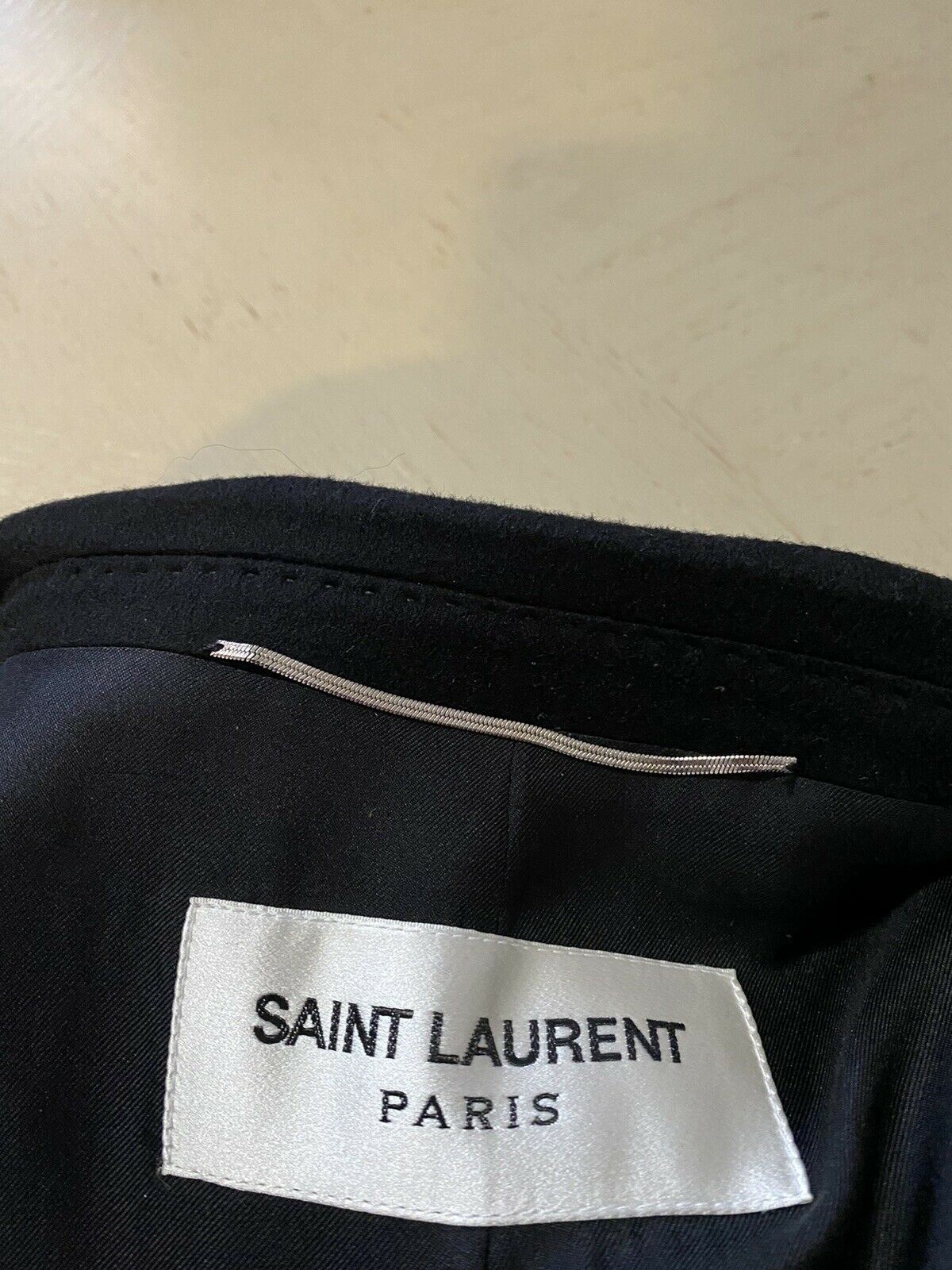 New $3790 Saint Laurent Men Wool/Cashmere Overcoat Coat Black 38 US/48 Eu Italy