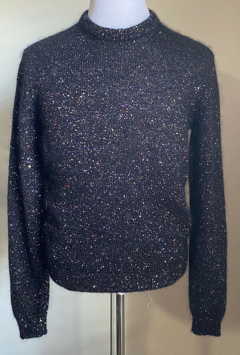 NWT $1590 Saint Laurent Мужской свитер с круглым вырезом, черный/разноцветный, размер L, Италия