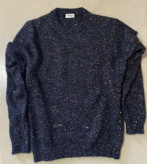NWT $1590 Saint Laurent Men Crewneck Sweater  Black/Multicolor Size L Italy