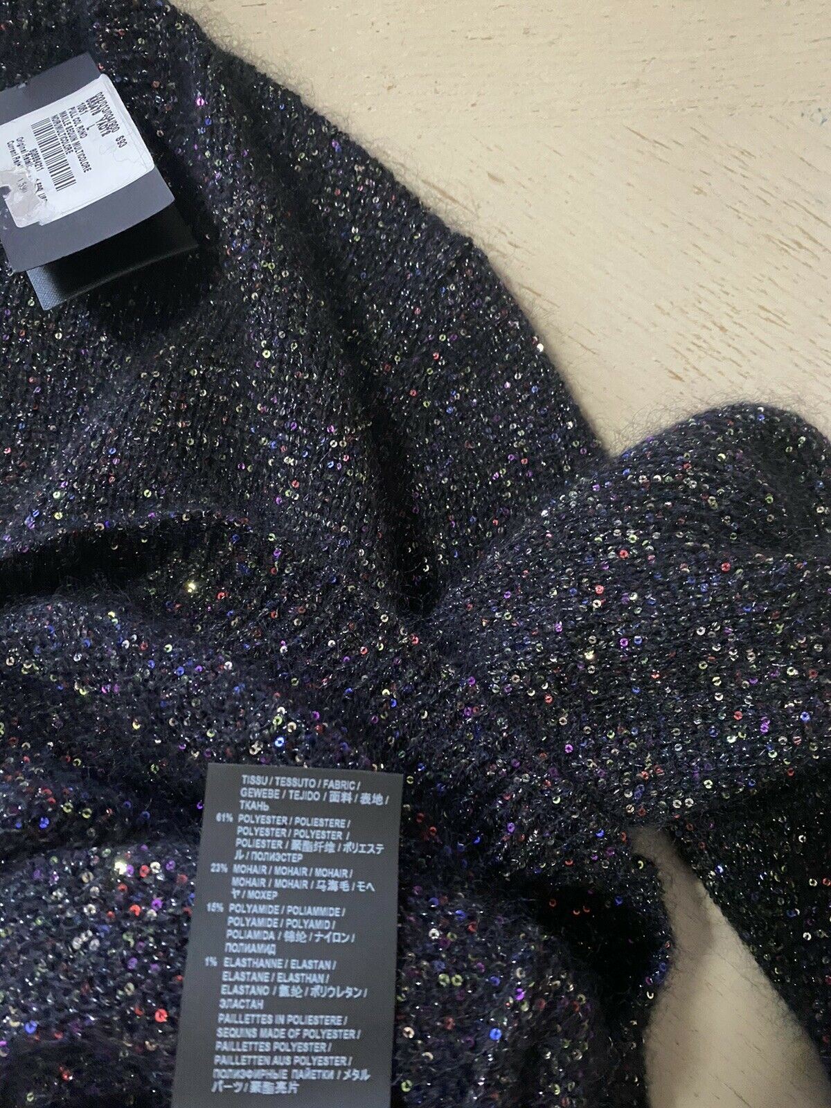 NWT $1590 Saint Laurent Men Crewneck Sweater  Black/Multicolor Size L Italy
